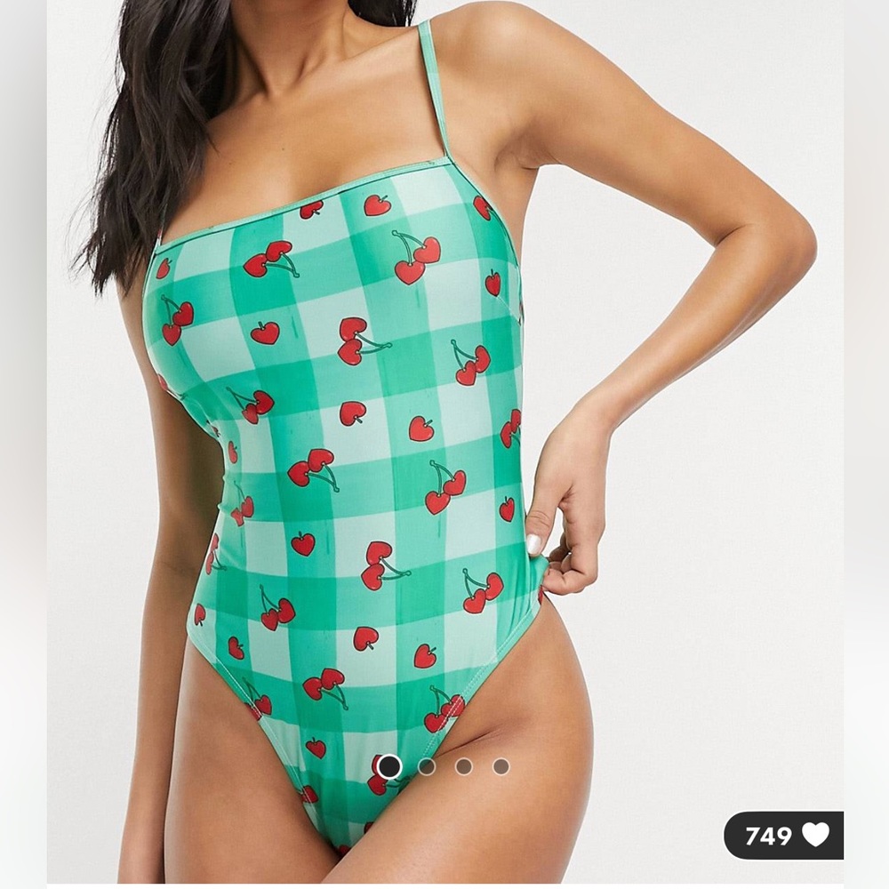 asos brave soul one piece in cherry check